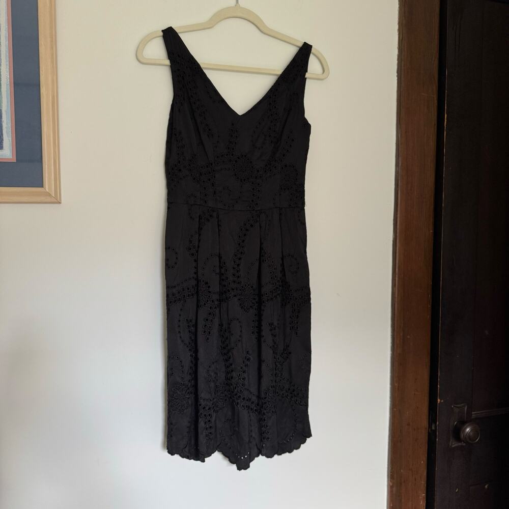 100% Silk Black Eyelet Yoana Baraschi Dress - Picture 8 of 14